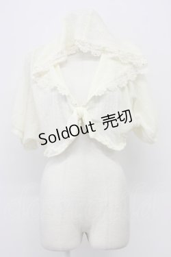 画像1: axes femme / フラワーレースフード半袖カーディガン  アイボリー T-26-03-30-016-AX-TO-SA-ZT