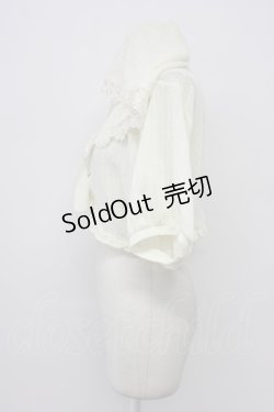 画像3: axes femme / フラワーレースフード半袖カーディガン  アイボリー T-26-03-30-016-AX-TO-SA-ZT