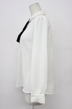画像3: an another angelus / 多重リボンタイ付きピンタックブラウス  白Ｘ黒 T-26-03-30-017-CA-BL-SA-ZT