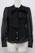 Ank Rouge / パールボタンチュール袖ブラウス  黒 T-26-03-31-001-CA-BL-SA-ZT