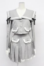 画像1: Me roir / セーラージャケット&イレギュラープリーツスカパンセットアップ  グレー T-26-03-31-018-GO-TO-SA-ZT660 (1)