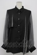 HARE / シアー切替プリーツシャツ  黒Ｘグレー T-26-03-31-003-LO-BL-SA-ZT