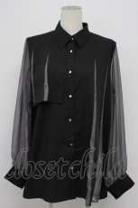 画像1: HARE / シアー切替プリーツシャツ  黒Ｘグレー T-26-03-31-003-LO-BL-SA-ZT659 (1)