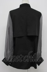 画像2: HARE / シアー切替プリーツシャツ  黒Ｘグレー T-26-03-31-003-LO-BL-SA-ZT659 (2)