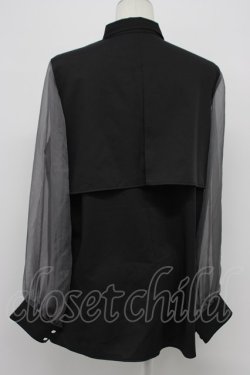 画像2: HARE / シアー切替プリーツシャツ  黒Ｘグレー T-26-03-31-003-LO-BL-SA-ZT
