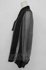 画像4: HARE / シアー切替プリーツシャツ  黒Ｘグレー T-26-03-31-003-LO-BL-SA-ZT659 (4)