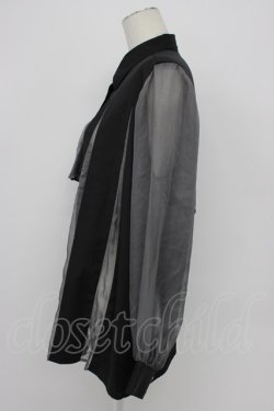 画像4: HARE / シアー切替プリーツシャツ  黒Ｘグレー T-26-03-31-003-LO-BL-SA-ZT