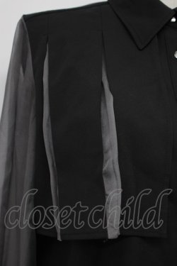 画像5: HARE / シアー切替プリーツシャツ  黒Ｘグレー T-26-03-31-003-LO-BL-SA-ZT