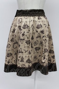 画像2: axes femme / シンデレラ風プリントスカート  ブラウン T-26-03-31-035-AX-SK-SA-ZT