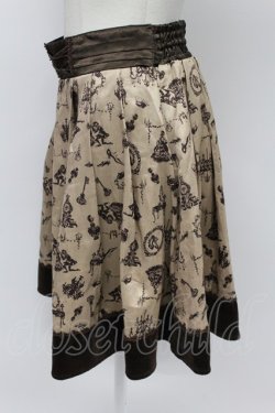 画像3: axes femme / シンデレラ風プリントスカート  ブラウン T-26-03-31-035-AX-SK-SA-ZT