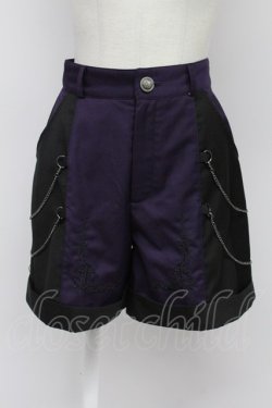 画像1: NIBBLE POISON / 刺繍バイカラーショートパンツ  パープルＸ黒 T-26-03-31-038-0-PA-SA-ZT