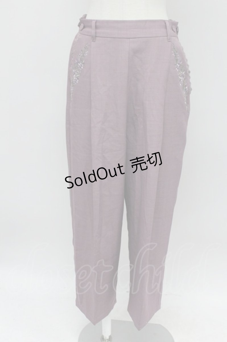 画像1: axes femme / サイドフラワー刺繍パンツ  ラベンダー T-26-03-31-039-AX-PA-SA-ZT661 (1)