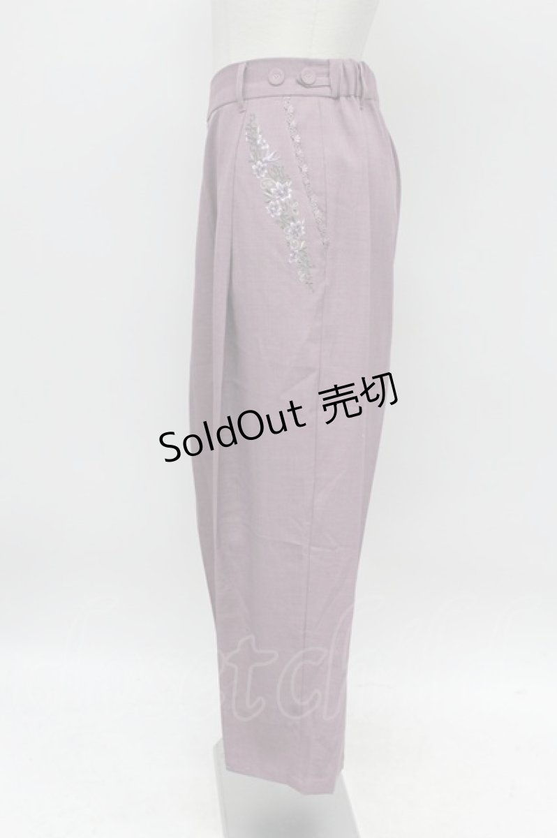 画像3: axes femme / サイドフラワー刺繍パンツ  ラベンダー T-26-03-31-039-AX-PA-SA-ZT661 (3)