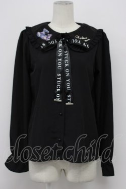 画像1: Leahmatin / クマ柄開襟シャツ  黒ｘ青 T-26-03-31-004-LO-BL-SA-ZT