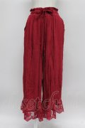 axes femme / 裾レース楊柳ワイドパンツ  赤 T-26-03-31-040-AX-PA-SA-ZT