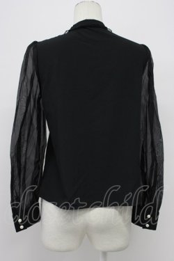 画像2: Ank Rouge / パールボタンチュール袖ブラウス  黒 T-26-03-31-001-CA-BL-SA-ZT