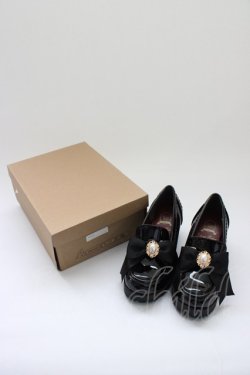 画像1: Amavel / パールリボンローファー M 黒 T-26-03-31-045-CA-SH-SA-ZT