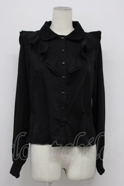 画像1: MA*RS / レース襟フリル長袖ブラウス  黒 T-26-03-31-005-EL-BL-SA-ZT