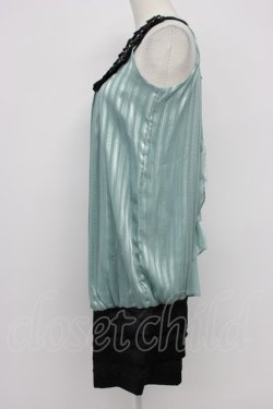 画像4: axes femme / ラメストライプノースリーブワンピース  グリーンＸ黒 T-26-03-31-007-AX-OP-SA-ZT