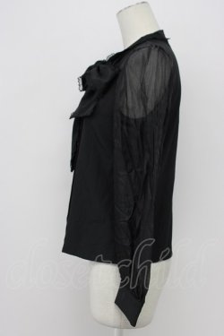 画像4: Ank Rouge / パールボタンチュール袖ブラウス  黒 T-26-03-31-001-CA-BL-SA-ZT