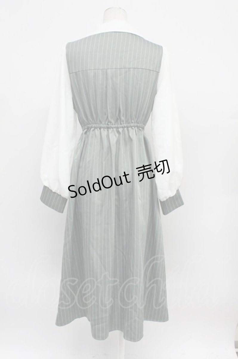 画像2: axes femme / 襟刺繍ストライプワンピース M ミント T-26-03-31-009-AX-OP-SA-ZT660 (2)