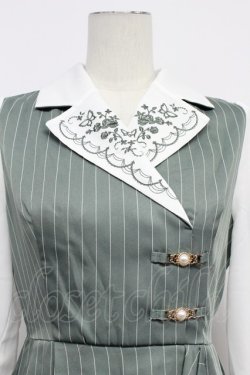 画像5: axes femme / 襟刺繍ストライプワンピース M ミント T-26-03-31-009-AX-OP-SA-ZT