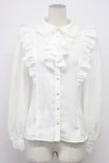 Secret Honey / フリル長袖ブラウス  白 T-26-03-31-002-CA-BL-SA-ZT