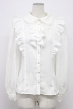 画像1: Secret Honey / フリル長袖ブラウス  白 T-26-03-31-002-CA-BL-SA-ZT