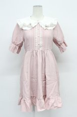 画像1: DearMyLove / シンプル丸襟リボンワンピース M ピンクＸ白 T-26-03-31-013-EL-OP-SA-ZT660 (1)