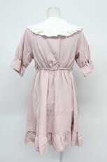 画像2: DearMyLove / シンプル丸襟リボンワンピース M ピンクＸ白 T-26-03-31-013-EL-OP-SA-ZT660 (2)