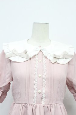 画像4: DearMyLove / シンプル丸襟リボンワンピース M ピンクＸ白 T-26-03-31-013-EL-OP-SA-ZT