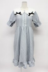 画像1: DearMyLove / シンプル丸襟リボンワンピース  サックスＸ白 T-26-03-31-016-EL-OP-SA-ZT660 (1)