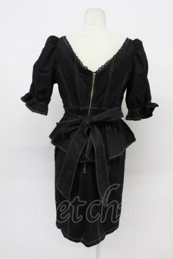 画像2: EAT ME / ペプラムデニムワンピース M 黒 T-26-03-31-017-LO-OP-SA-ZT