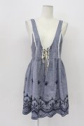 Ank Rouge / ギンガムチェック裾刺繍ミニワンピース M ネイビー T-26-04-03-028-CA-OP-SA-ZT
