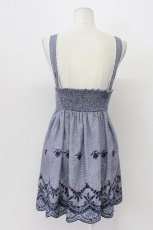 画像2: Ank Rouge / ギンガムチェック裾刺繍ミニワンピース M ネイビー T-26-04-03-028-CA-OP-SA-ZT540 (2)
