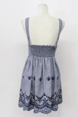 画像2: Ank Rouge / ギンガムチェック裾刺繍ミニワンピース M ネイビー T-26-04-03-028-CA-OP-SA-ZT