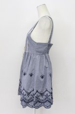 画像3: Ank Rouge / ギンガムチェック裾刺繍ミニワンピース M ネイビー T-26-04-03-028-CA-OP-SA-ZT540 (3)