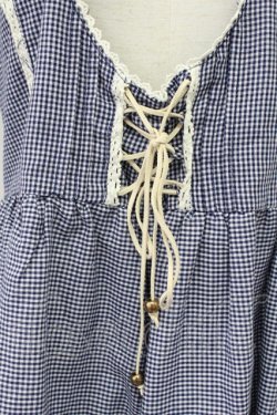 画像4: Ank Rouge / ギンガムチェック裾刺繍ミニワンピース M ネイビー T-26-04-03-028-CA-OP-SA-ZT