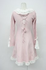 画像2: mellfy memory / Precious memories flare ニットワンピース  ピンクＸ白 T-26-04-03-003-0-OP-SA-ZT661 (2)