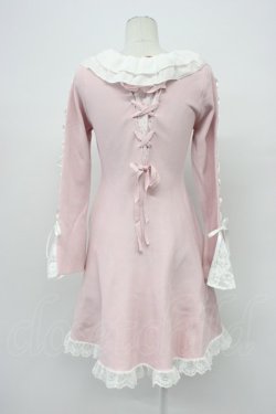 画像2: mellfy memory / Precious memories flare ニットワンピース  ピンクＸ白 T-26-04-03-003-0-OP-SA-ZT