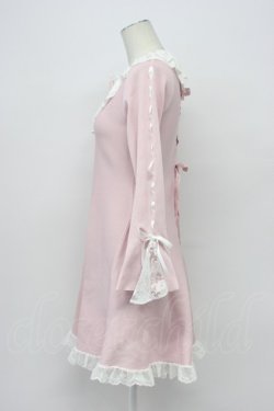 画像4: mellfy memory / Precious memories flare ニットワンピース  ピンクＸ白 T-26-04-03-003-0-OP-SA-ZT