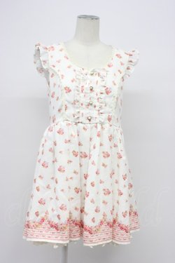 画像1: LIZ LISA / 花&裾ストライプ柄ワンピース 0 ホワイト T-26-04-03-006-LO-OP-SA-ZT