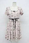 Ank Rouge / ティーカップ柄半袖ワンピース M ピンク T-26-04-03-007-CA-OP-SA-ZT