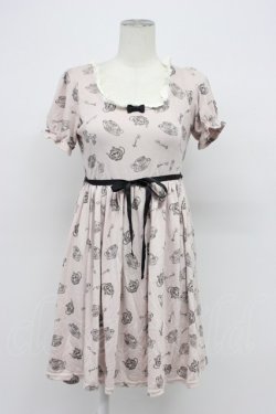 画像1: Ank Rouge / ティーカップ柄半袖ワンピース M ピンク T-26-04-03-007-CA-OP-SA-ZT