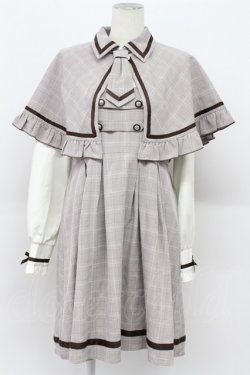 画像1: Dear My Love / フリルケープ探偵ワンピース L ブラウンＸ白 T-26-04-03-013-EL-OP-SA-ZT