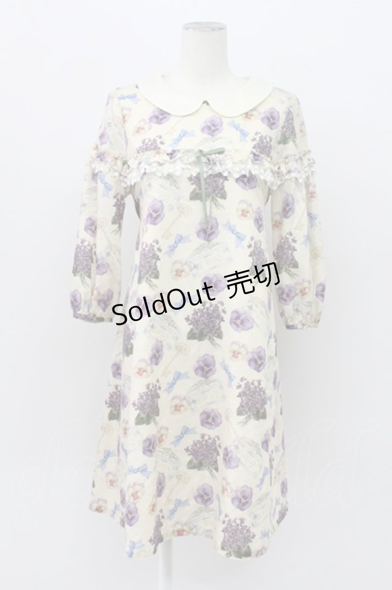 画像1: Leur Getter / Flower Letter袖付ワンピース  アイボリー T-26-04-03-014-LU-OP-SA-ZT533 (1)