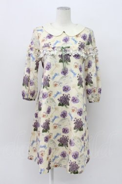 画像1: Leur Getter / Flower Letter袖付ワンピース  アイボリー T-26-04-03-014-LU-OP-SA-ZT