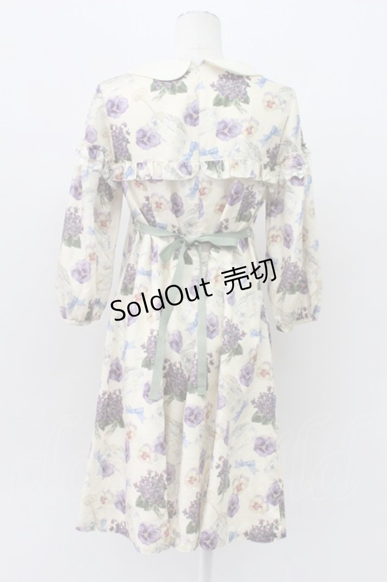 画像2: Leur Getter / Flower Letter袖付ワンピース  アイボリー T-26-04-03-014-LU-OP-SA-ZT533 (2)