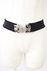 画像1: axes femme / トランプバックルゴムベルト  黒Ｘシルバー T-26-04-04-025-AX-ZA-SA-ZT651-F003 (1)