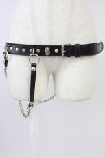 画像1: SEX POT ReVeNGe / チェーン付きスタッズベルト  黒ｘシルバー T-26-04-04-027-SP-ZA-SA-ZT651 (1)